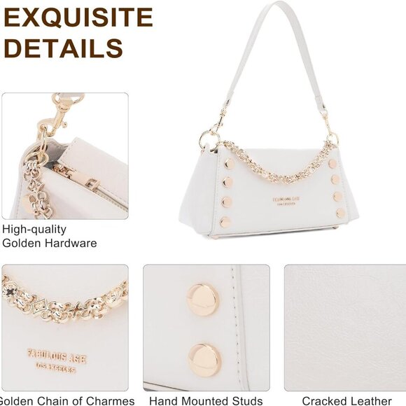 Small Shoulder Bag for Women Y2K Purse Designer Trendy Satchel Handbag Hobo Stud - Picture 5 of 7